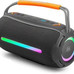 Bluetooth Hoparlör, IPX5 Su Geçirmez, RGB Işıklı, TWS Özellikli, 1500mAh